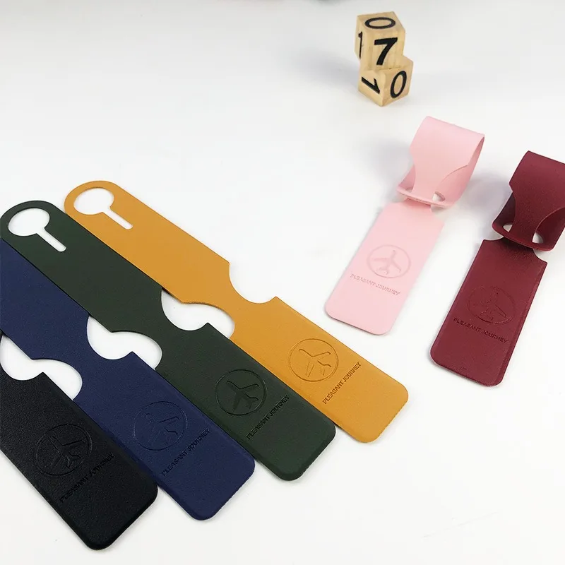 1PCS PU Leather Luggage Tag Women Men Portable Identifier Label Suitcase Baggage Tags Name ID Address Holder Travel Accessories luggage tag