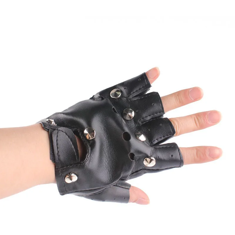 Cool JK Sleeves Gothic Half-Finger Hollow Gloves Leather Y2K Lolita Harajuku Punk Unisex Cosplay Accessories