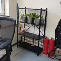 Installation-free Kitchen Cabinets Folding Storage Rack Kitchen Pan Microwave Storage Rack Home Bathroom Mobile Rack N 2