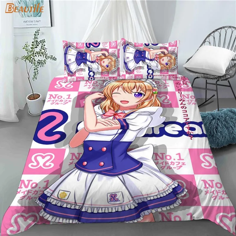 

Hoto Kokoa Anime Girl 1 Duvet Cover 2 Pillowcases Polyester Fabric Bedding Set Family Boy Kid Set Duvet Cover Set 10-27