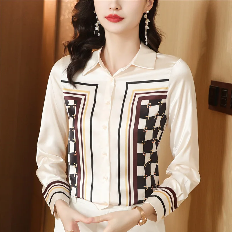 

Женская шифоновая рубашка в клетку, элегантная свободная универсальная блузка с принтом в стиле пэчворк, модный приходный топ на весну и осень