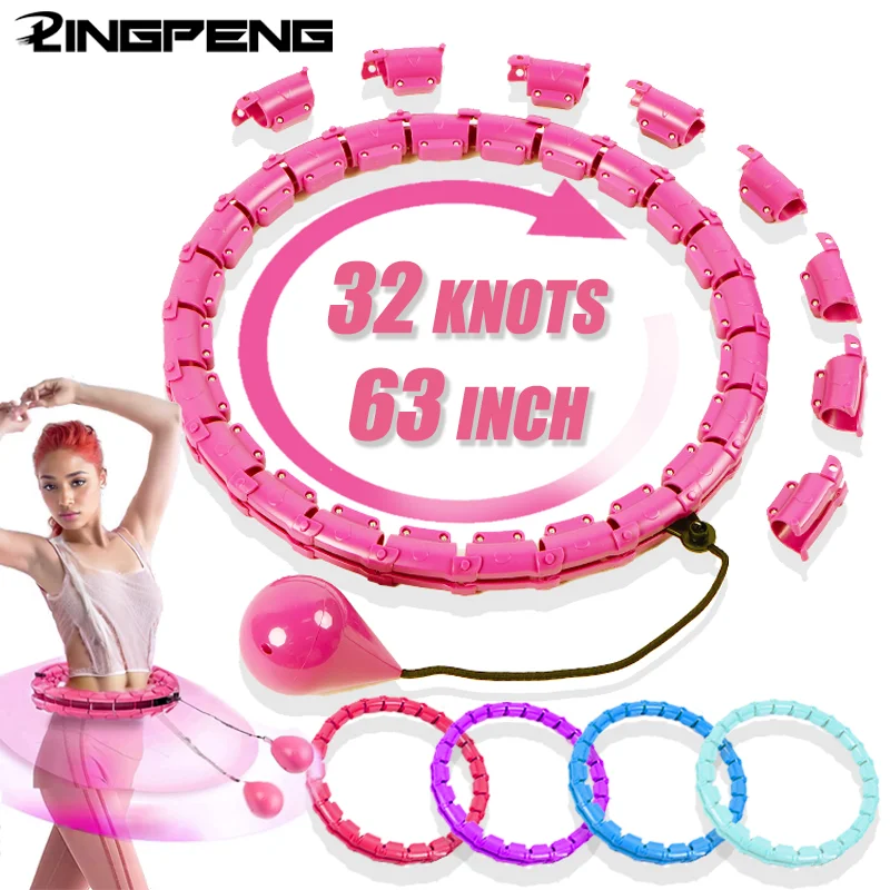 Fitness Hoop Adjustable Weighted Exercise Hoops for Adults Smart Exercise Plus Size Detachable Knots for Weight Loss