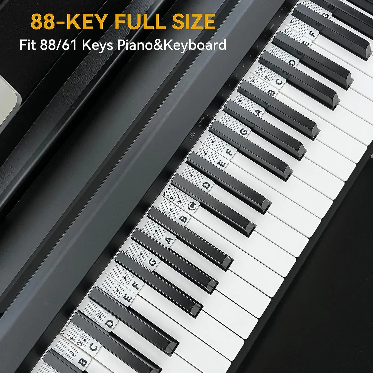 Silicone 88-Key Full Size Piano Stickers Piano Black Keys Sticker Removable Keyboard Note Label Gifts for Beginner piano keyboard stickers