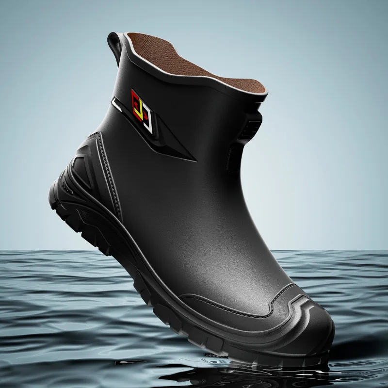 Bottes courtes de chantier imperméables antidérapantes pour hommes pêche construction travaux extérieurs résistantes