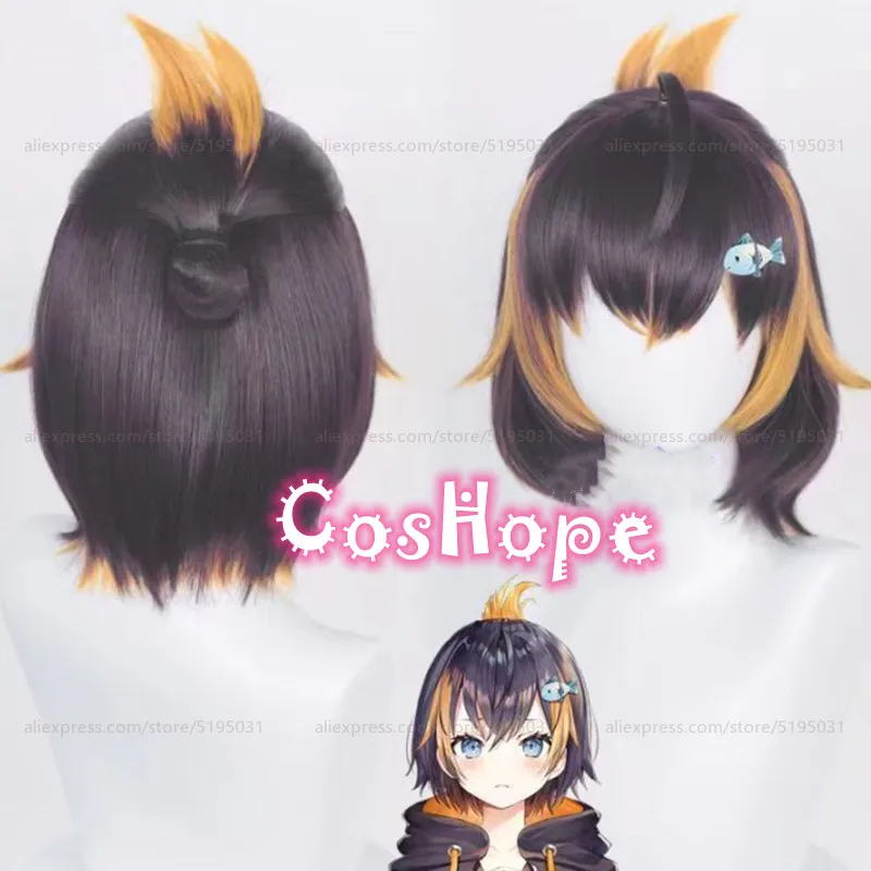 

Vtuber NIJISANJI Petra Gurin Cosplay Wig 35cm Short Brown Yellow Wig Cosplay Anime Wigs Heat Resistant Synthetic Wigs Halloween