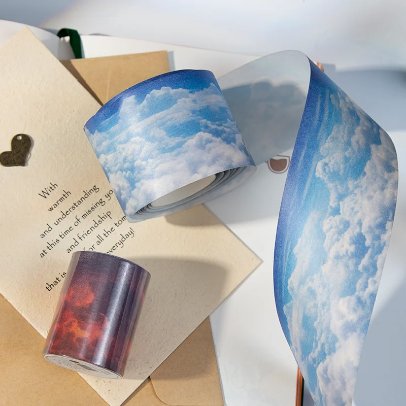 50mm*2m Ins Colorful Clouds Washi Tape DIY Scrapbook Planner Diary Stickers Masking Tapes Aesthetic Stationery Office Supplies 4