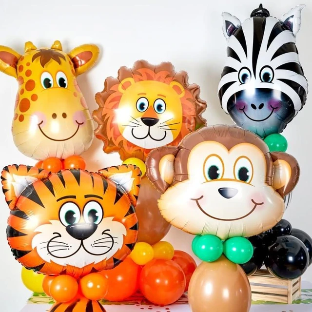 Ballons à l'hélium en forme d'animaux de dessin animé de la jungle