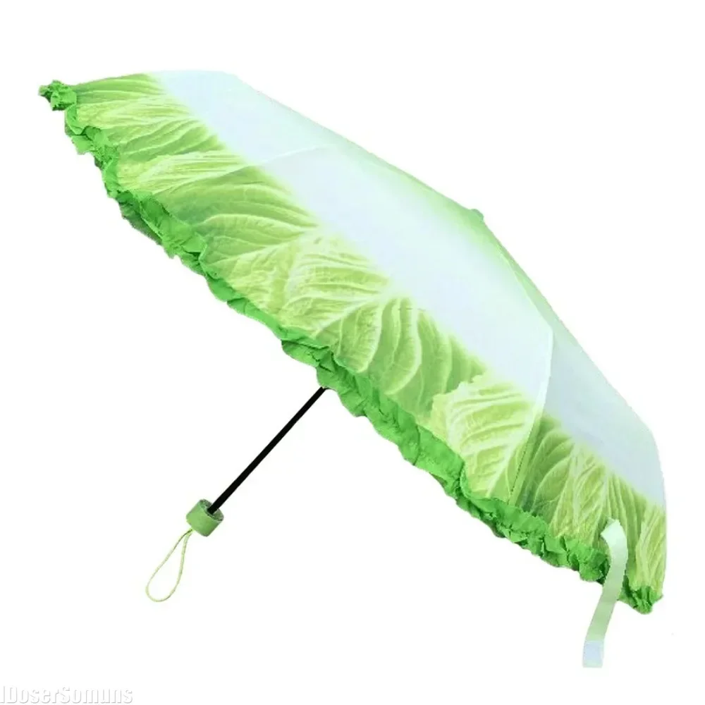 Folding Umbrella Lettuce Folding Sunny and Rainy Umbrella Guarda Chuva Creative Cabbage Umbrella Anti-uv Beach Funny Vegetable Parasol Women Gift