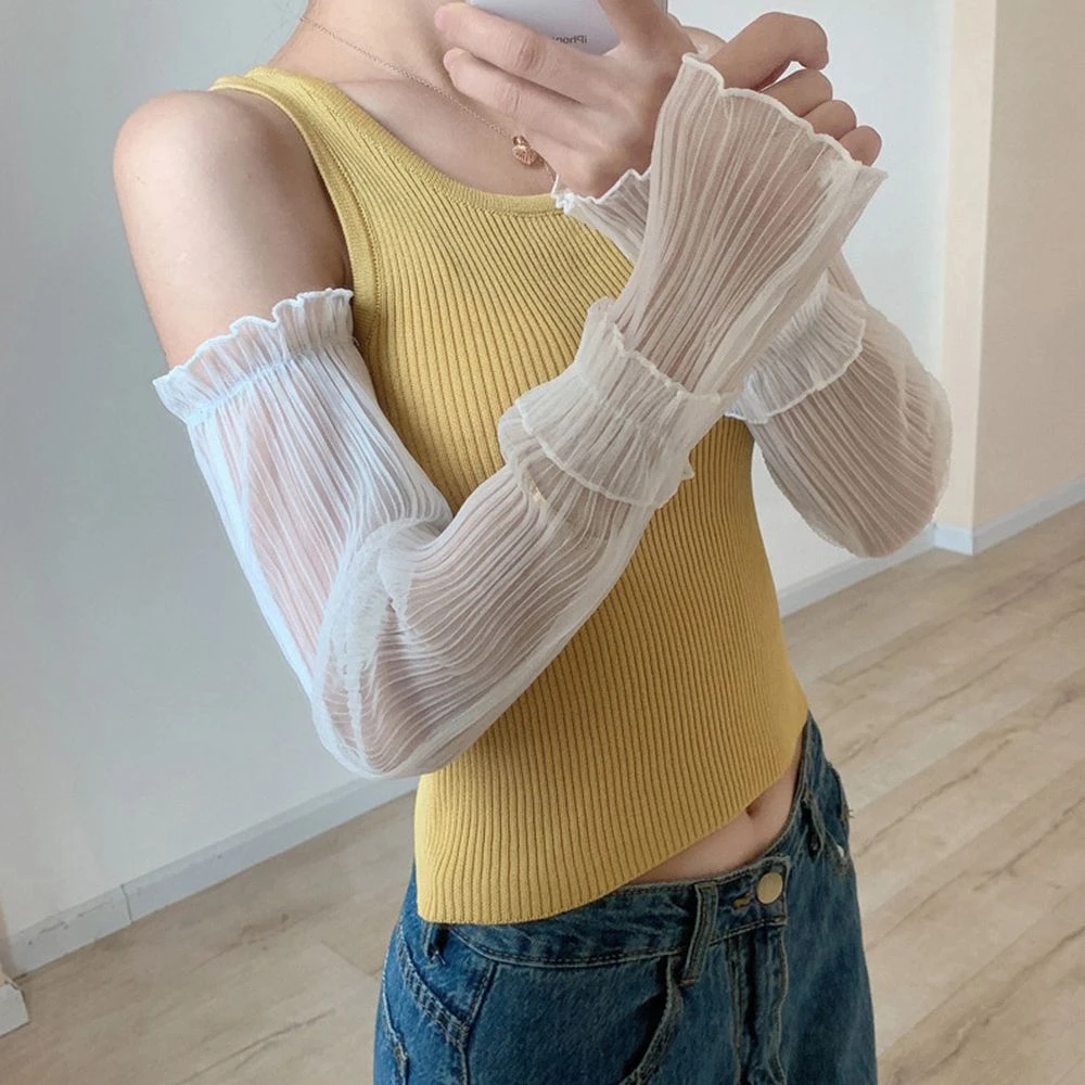 Fashion Long Lace Fingerless Gloves Sun Protection Sleeves Mesh Summer