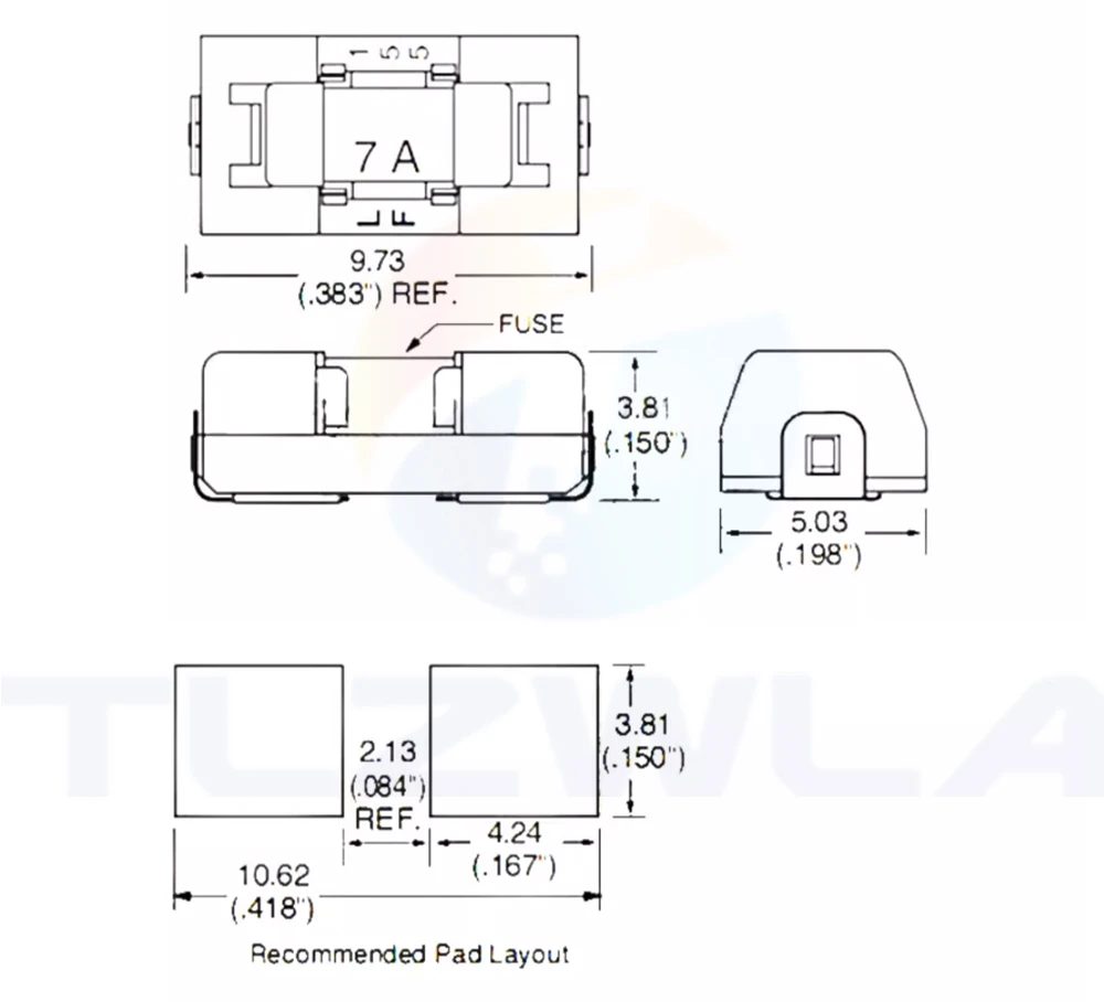 Description Picture 3 of item10PCS 1808 0451 SMD Fuse Holder Socket Fuse Box Base Transposon 6.1x2.69mm Temperature Plastic Shell Portafusibili