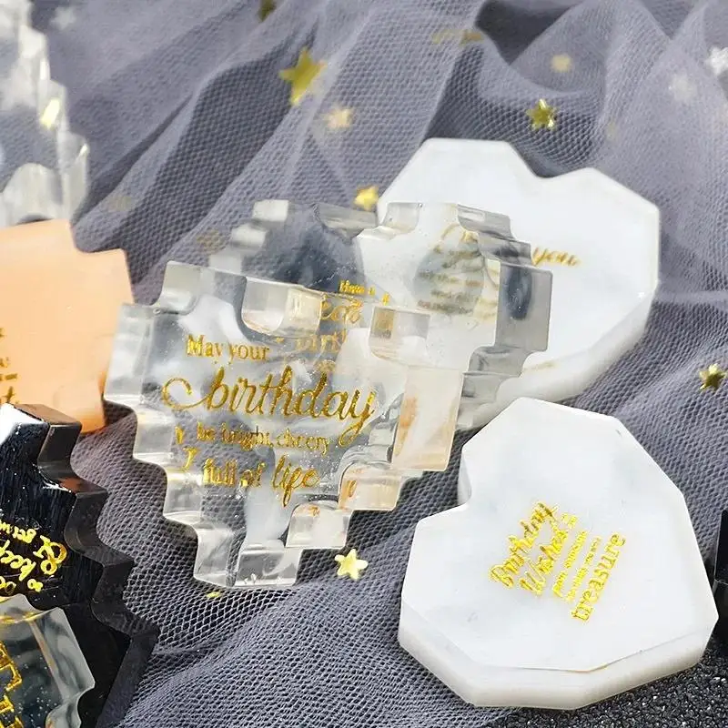창의적인 DIY 수제 보석 도구 펜던트 실리콘 몰드 레진 크리스탈 UV 에폭시 레진 몰드 픽셀 사랑 하트 모양 고광택