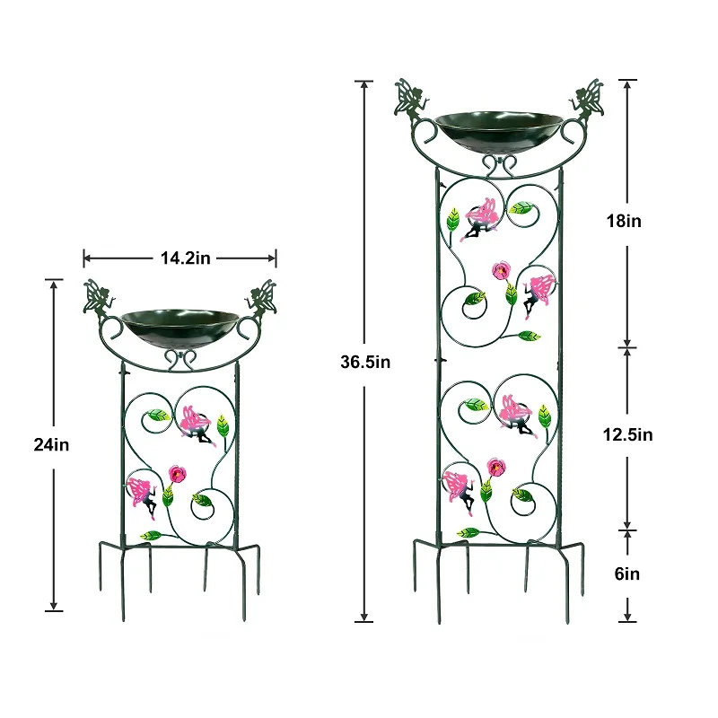Vasca Per Uccelli Da Esterno Con Traliccio - Altezza 100 Cm, In Metallo Vintage, Decorazione Giardino, Può Essere Usata Con Fontana Solare