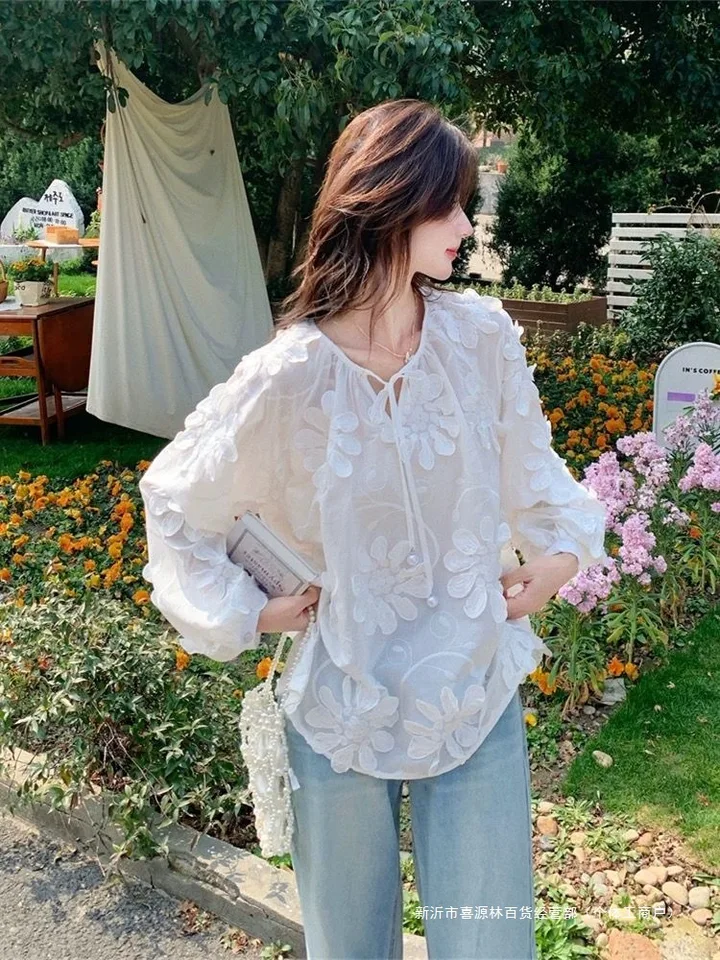 [新品未使用品］orgue Flower embroidery blouse Flower embroidery blouse