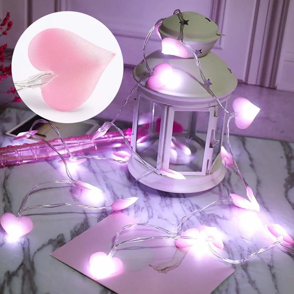 LED Heart Shape String Lights Valentine's Day Fairy Lights Pink Purple Girl String Light Indoor Party Garden Valentines Decor