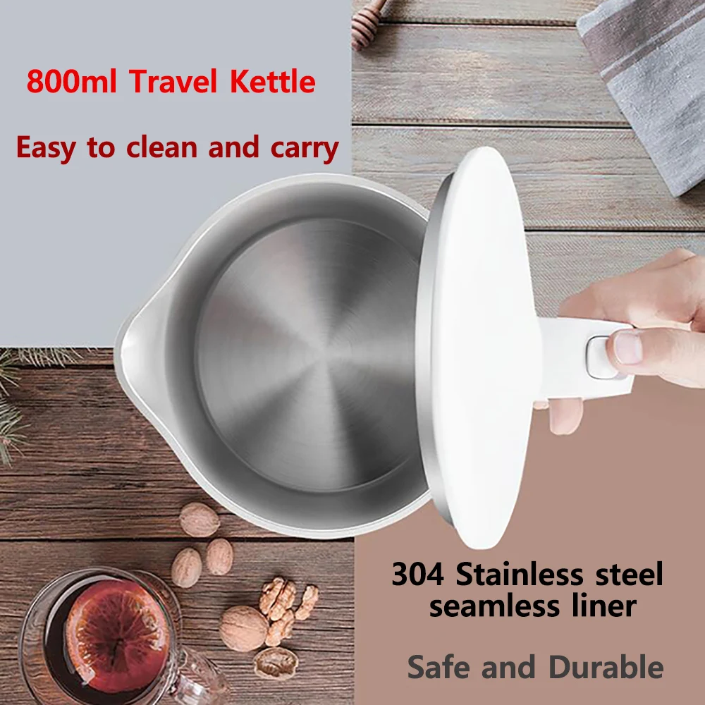 Travel Electric Kettle Tea Coffee 0.8L Stainless Steel Portable Water Boiler Pot For Hotel Family Trip Kitchen Smart Kettle Pot 4