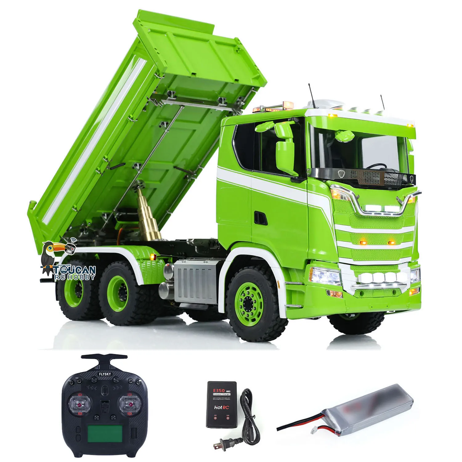 RTR 770S LESU RC Hydraulic Dump Truck 6x6 1/14 Remote Control 3 Ways Tipper Dumper 3 Speeds Vehicle Light Sound Set Smoking Unit 2