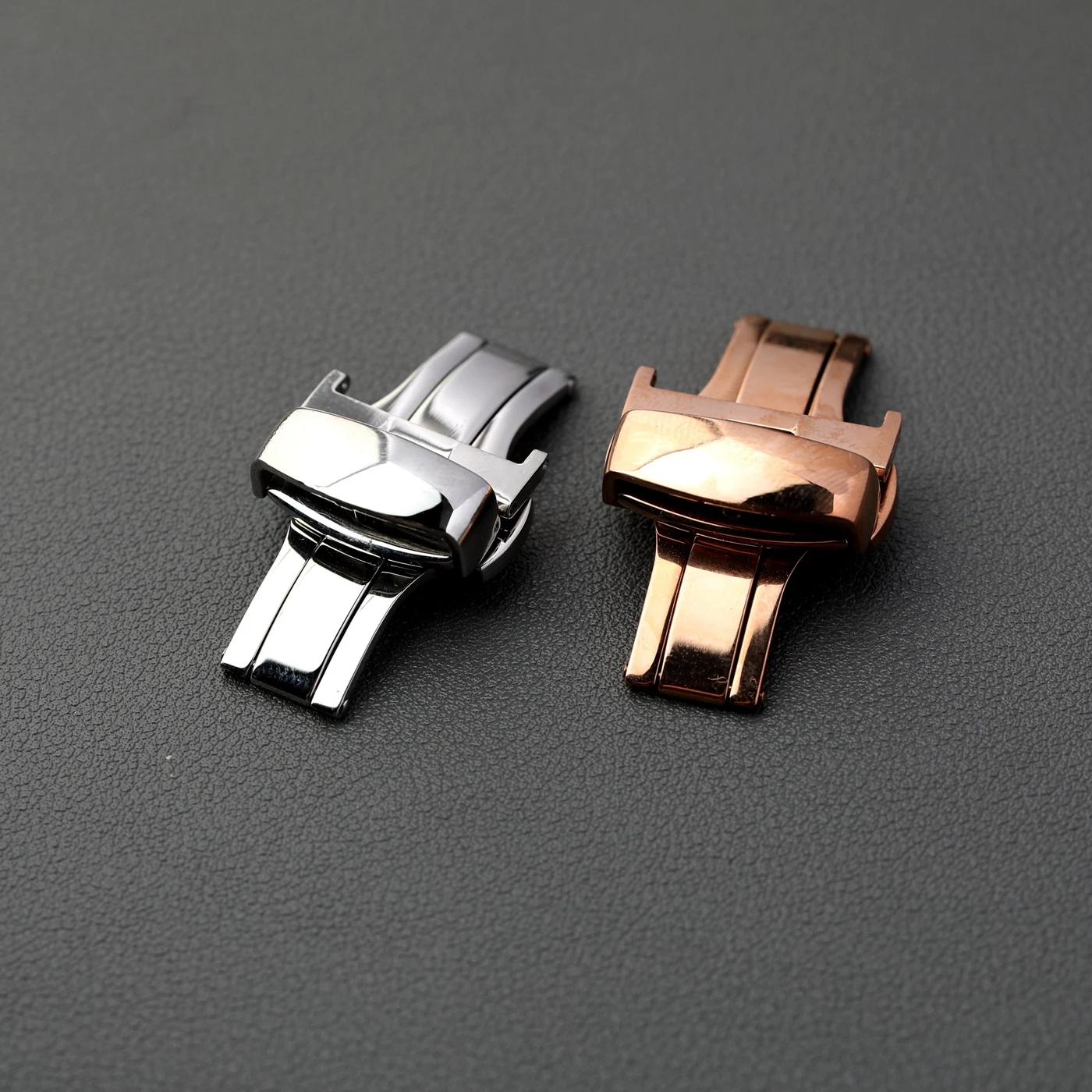 Rose Gold Polished Stainless Steel Butterfly Clasp with Double Press Mechanism