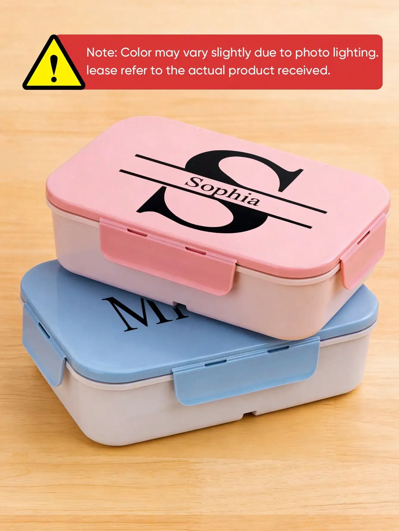 Custom Name Bento Lunch Box Portable With Fork Spoon Pink Blue Personalized Food Container For Kids Adults Work School Picnic - 4
