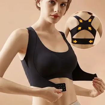 Reggiseno Correttore Posturale con Chiusura Frontale 2 in 1, Antiurto, Senza Ferretto, con Spalline Incrociate, Push-Up, per Donna, Supporto Quotidiano
