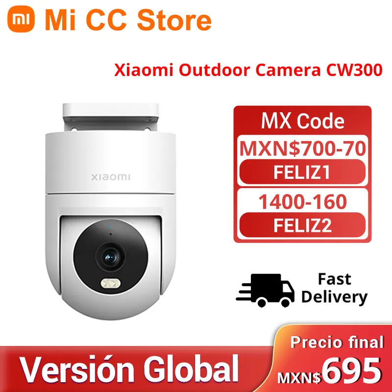 Global Version Xiaomi Outdoor Camera CW300 4MP AI Human Tracking IP66 Water and Dust Resistant Smart full-color Night Vision