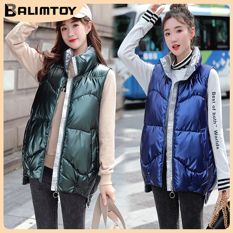 

Woman Winter Y2K Down Jackets Female Autumn Down Parkas Women Korean Down Vests Lady Warm Down Outerwear Shiny Waistcoat Gilet