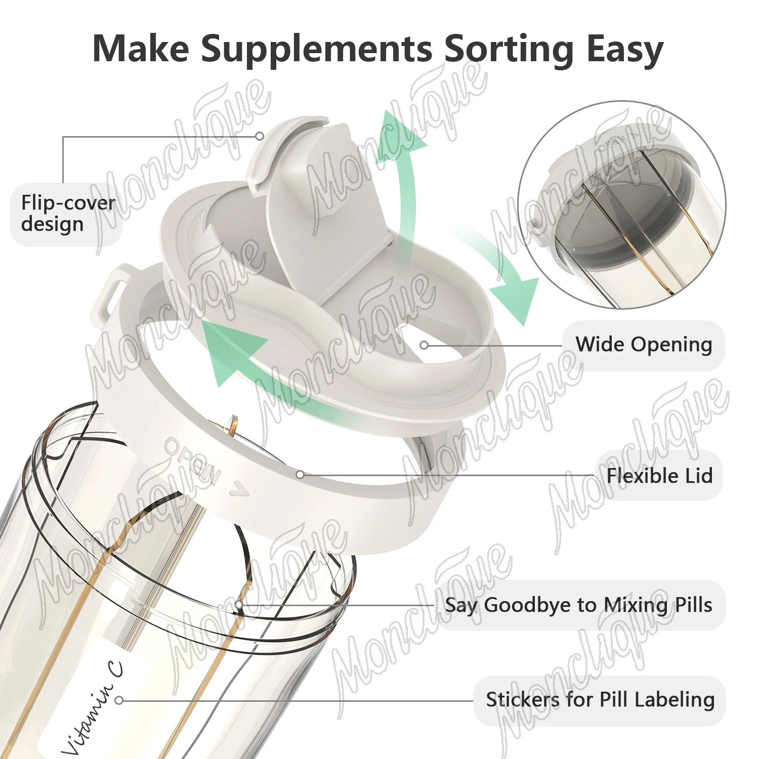 7 Grids Large Storage Pill Cup Bottle Organizer Supplement Dispenser Holding 7 Various Vitamins Travel Pill Case Box Container