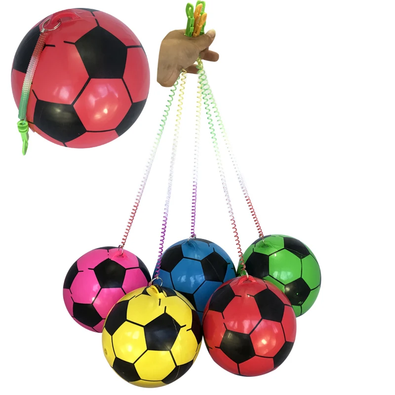 Children Game Bouncing Balls With Chain Kids Entertainment Play Portable 22cm Inflatable Soft Ball Toys
