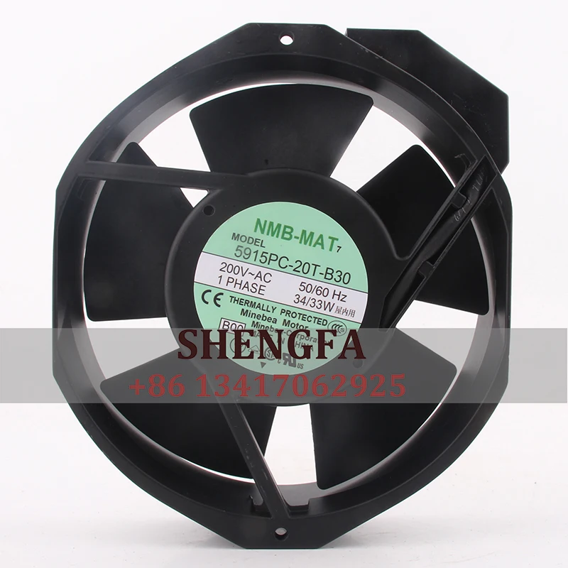 

NMB 5915PC-20T-B30 Case Fan Dual Ball Bearing AC200V 0.21/0.24A ECAC 172X150X38mm 17CM 17238 Inverter Axial Flow Cooling Fan