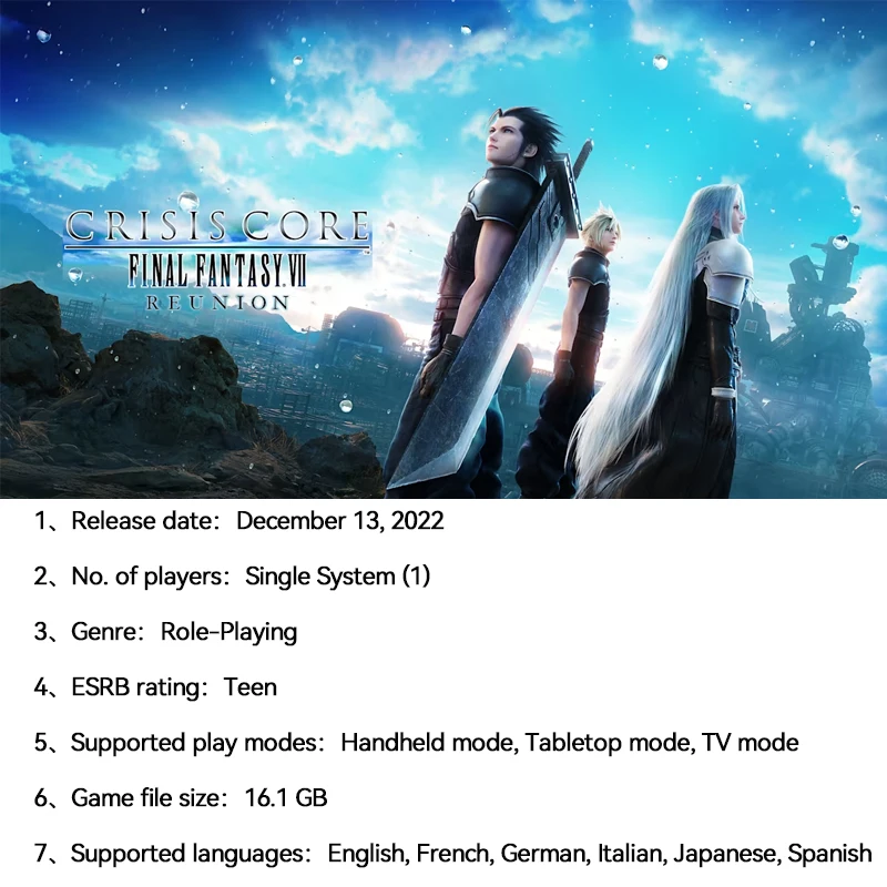 CRISIS CORE –FINAL FANTASY VII – REUNION Nintendo Switch 