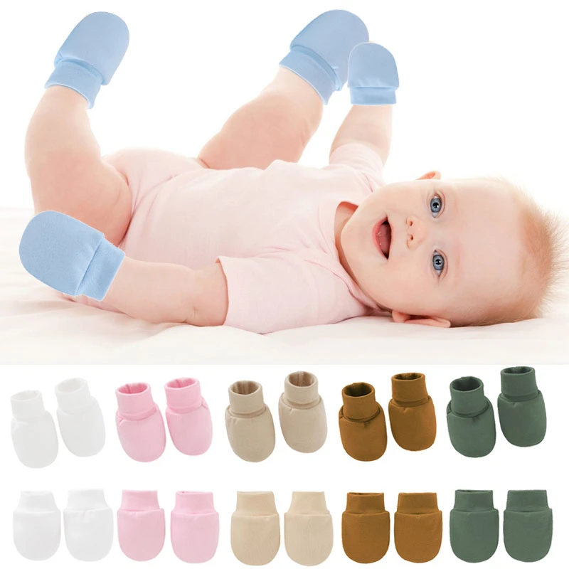 Newborn Gloves+Socks Set for Baby Boy&Girl Cotton Infant Anti bite Hand