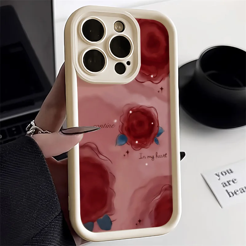 Elegant Rose Flower Candy Color Soft Silicone Phone Case Cover