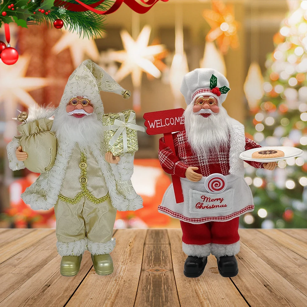 

Merry Christmas Santa Claus Doll Celebration Home Decor Desktop Decorative Standing Santa New Year Children Gifts