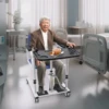 Hydraulic Patient Lift Transfer Chair, 330.7Lbs Nursing Wheelchair for Car, Aid Elderly 180° Split Seat Bathroom Bedside Commode 2
