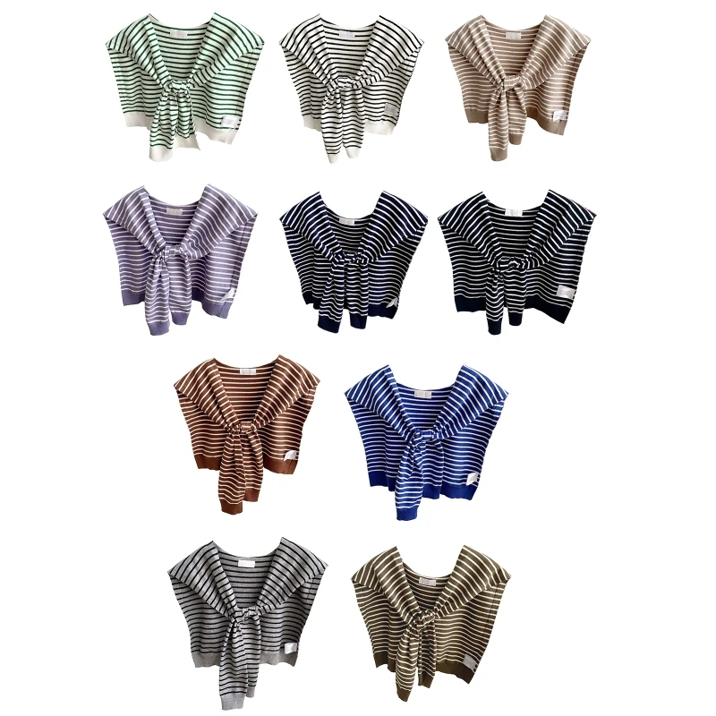 

Striped Shoulder Wrap Crochet Shawls And Wraps Knit Korean Shawl Scarfs