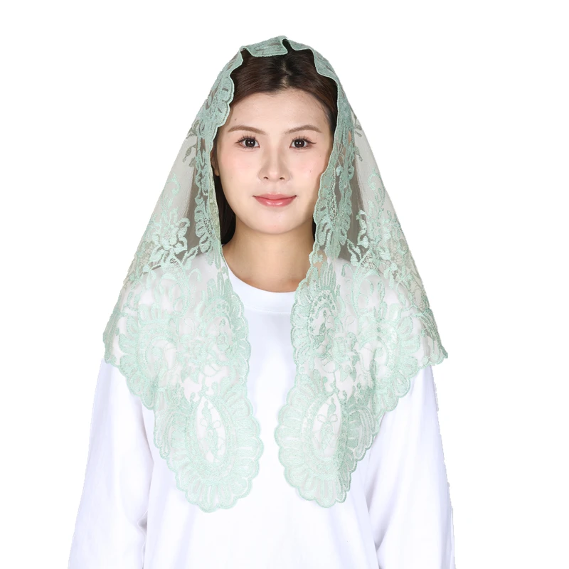 Multi Colors Spanish Lace Mantilla Catholic Church Triangle Lace Veil Women Head Covering