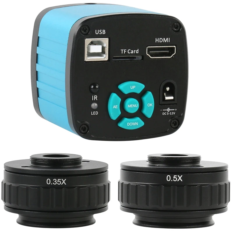 

48MP 4K 2K VGA HDMI USB Industrial Digital Video Microscope Camera Trinocular Stereo Microscope 0.35X 0.5X C mount Lens Adapter