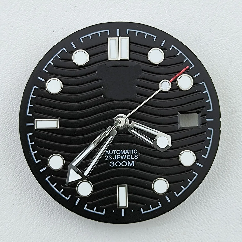 NH35 다이얼 S 다이얼 남성용 시계 다이얼, 31mm 다이얼, 파란색 발광 다이얼, NH35 NH36 무브먼트 시계 액세서리에 적합