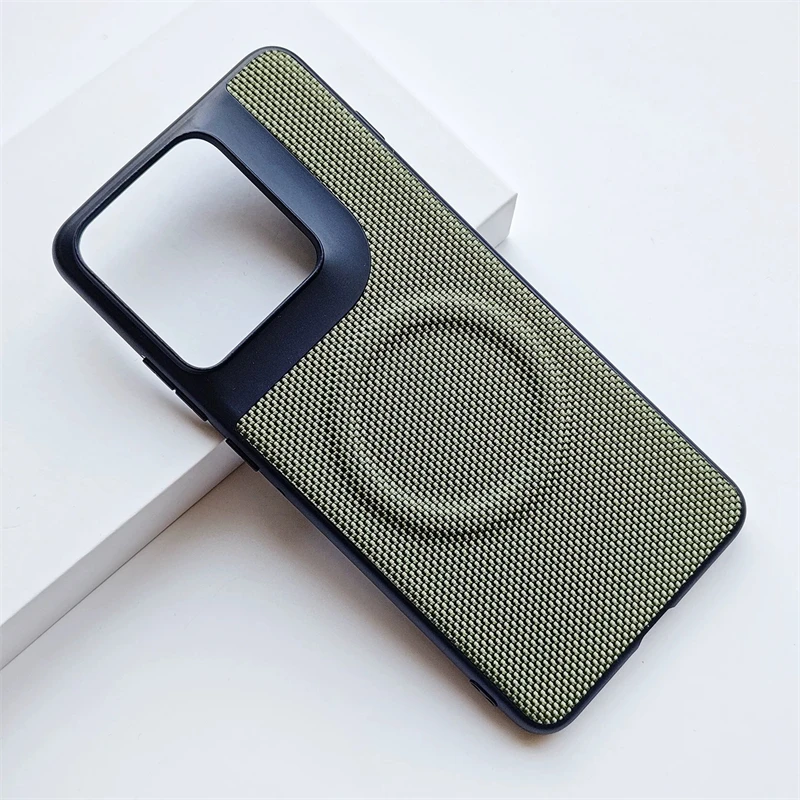 Premium Nylon Woven Leather Magnetic Case with MagSafe Protection Cover