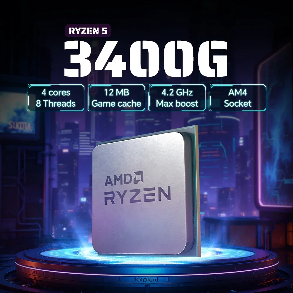 AMD 라이젠 5 3400G R5 3400G 4코어 8스레드 베가 11 통합 그래픽 4.2GHz AM4 DDR4 데스크탑 게이밍 APU