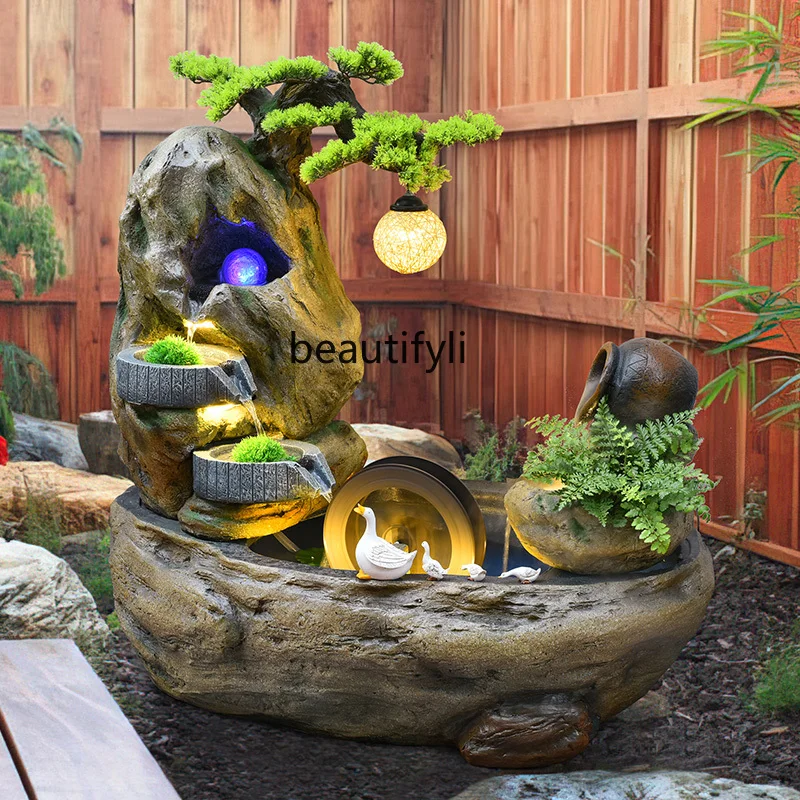 

Pastoral Water Fountain Floor Rockery Decoration Garden Courtyard Balcony Decoration Circulating Water