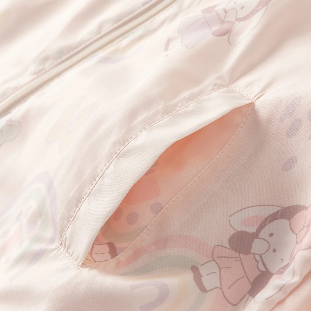 데이브 벨라 어린이 레이스 메쉬 자켓 소녀 봄 의류 가을 어린이 토끼 프린트 코트 후드 아우터 귀여운 파티 DB1260083