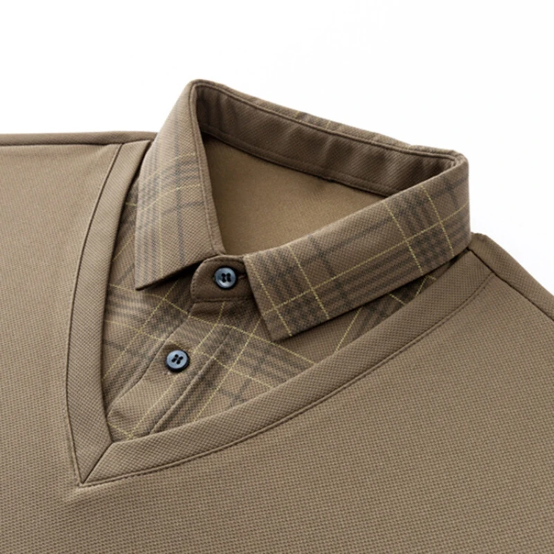 Polo a maniche lunghe da uomo nuova stampa artigianale finta due pezzi primavera e autunno colletto che dimagrisce Polo a maniche lunghe da uomo - immagine 5