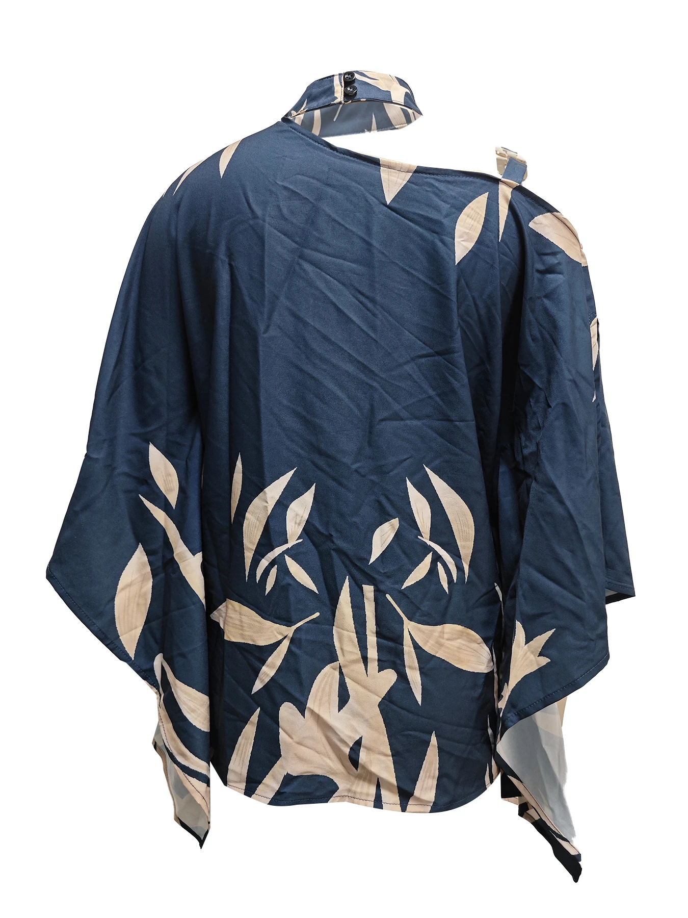 بلوزة نسائية بأكمام جناح الخفاش مطبوعة برقبة دائري...