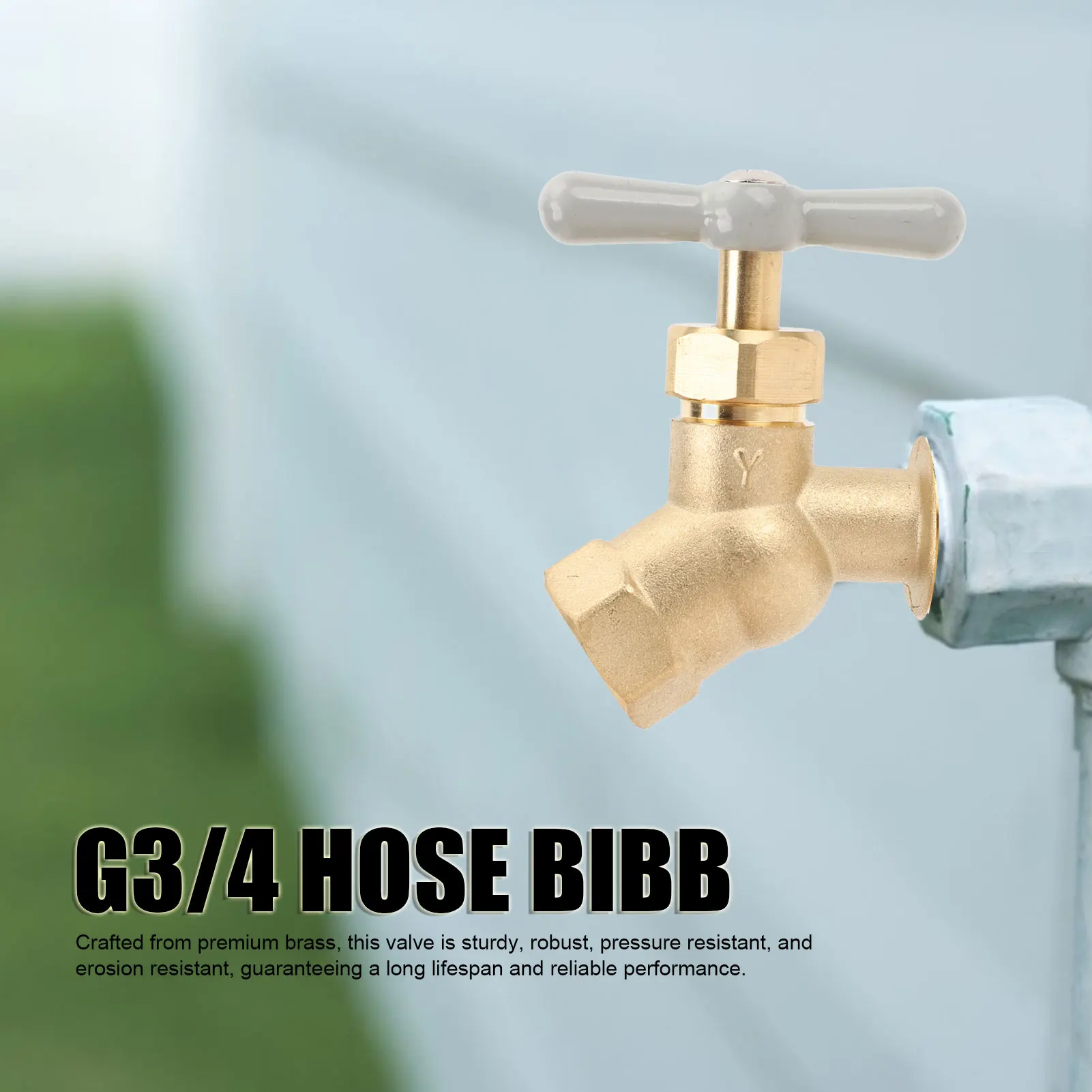 Hose Bibb Brass G1/2in DN15 Female Thread G3/4in DN20 Male Thread Water Hose Outlet Plumbing Fitting