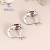 Natural dark ruby clasp earring oval 5*7mm natural precious gemstone 925 sterling silver jewelry for women lady nice gift 4