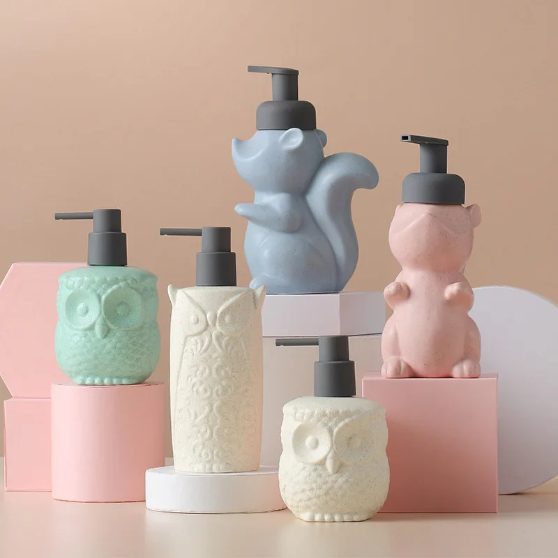 

Ceramics Foaming Soap Dispenser Cute Animal Shape Refillable Pump Bottle Making Foam Container Bathroom Accessories