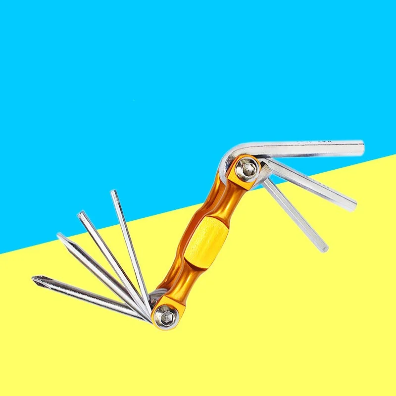 자전거 Repaire 세트 스포크 육각 알렌 렌치 스크류 드라이버 경량 휴대용 7 In 1 산악 자전거 사이클링 멀티 수리 도구 키트