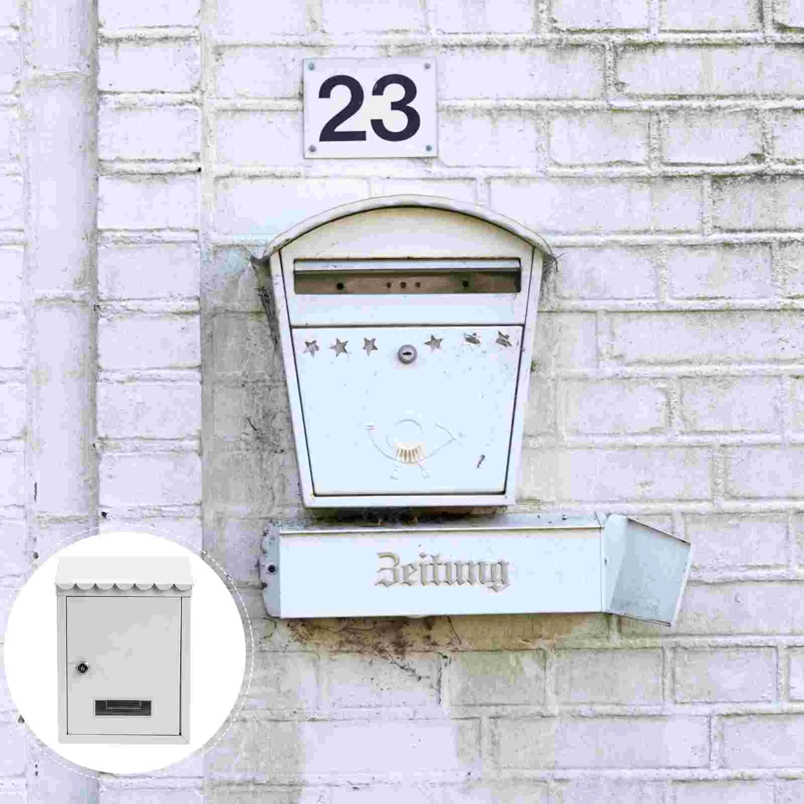 

Wall Mounted Rain-proof Mailbox Locked Post Newspaper Box for Villa