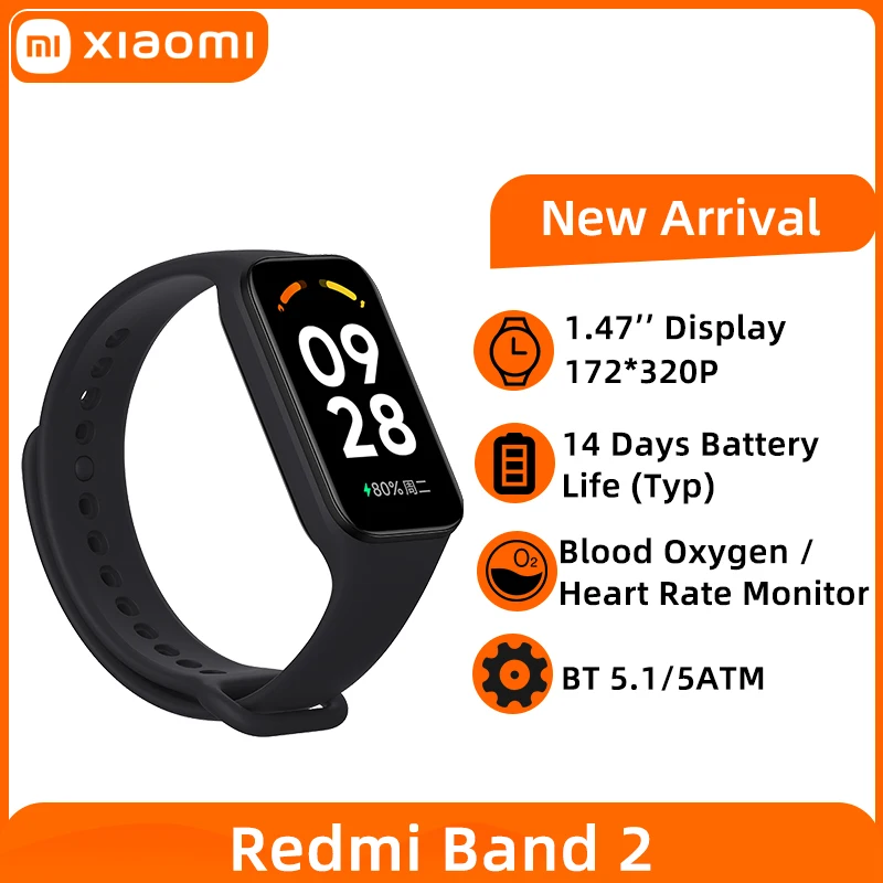  Xiaomi Redmi Band 2 Smart Bracelet 1.47\" Big Screen Blood Oxygen Heart Rate Fitness Tracker Bluetooth Mi Band Miband 2 Wristband 