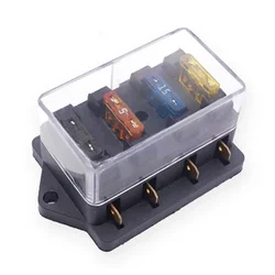Universal 4 - Way Fuse Box Holder with Fuse Blades - Automotive and Marine Electrical Accessory (Default)
